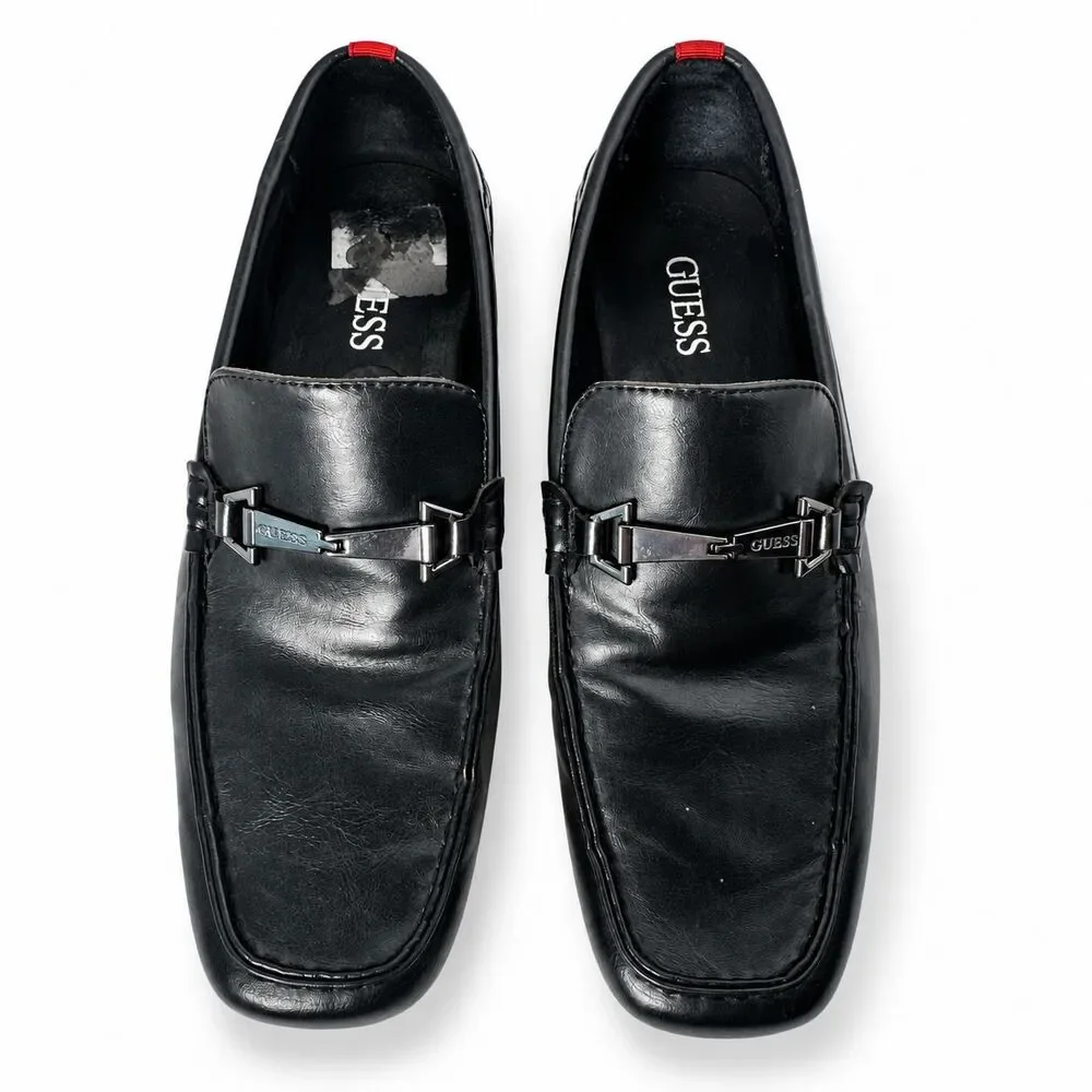 GUESS GMDREAM Men's Black Loafers Dress Shoes Size 8.5 Slip On Excellent No Box